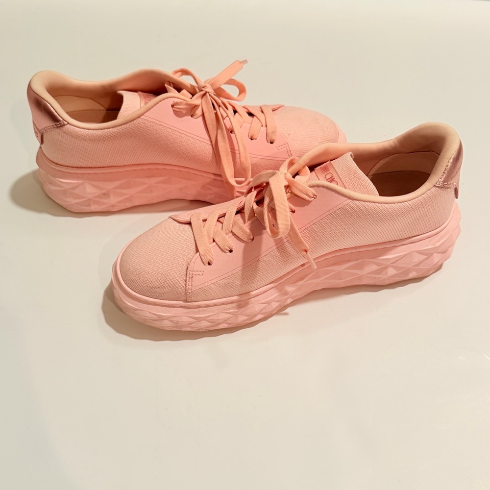Iconic Jimmy Choo Blush Pink Platform Sneakers Size 7.5 - Picture 10 of 16